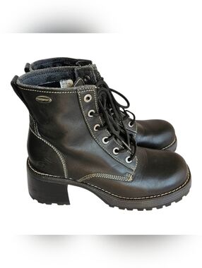 90s Skechers Black Lace-Up Platform Chunky Boots